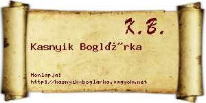 Kasnyik Boglárka névjegykártya